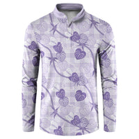 Anthurium Pikake Ti Leaf Palaka Button Sweatshirt Purple Version LT01 Purple - Polynesian Pride