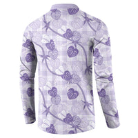 Anthurium Pikake Ti Leaf Palaka Button Sweatshirt Purple Version LT01 - Polynesian Pride