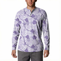 Anthurium Pikake Ti Leaf Palaka Button Sweatshirt Purple Version LT01 - Polynesian Pride