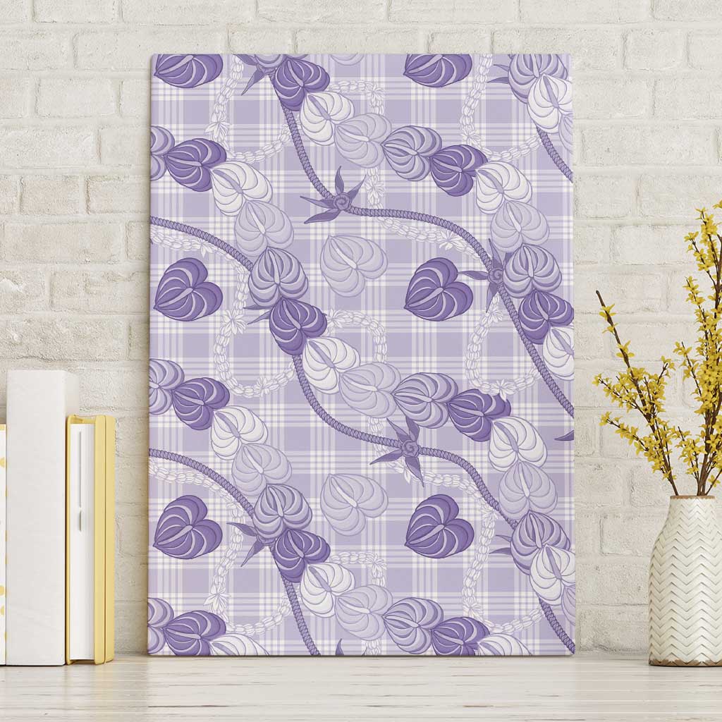 Anthurium Pikake Ti Leaf Palaka Canvas Wall Art Purple Version LT01 Without Frame Purple - Polynesian Pride