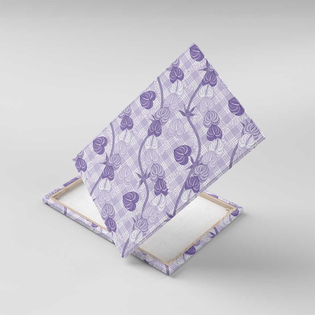Anthurium Pikake Ti Leaf Palaka Canvas Wall Art Purple Version LT01 With Frame Purple - Polynesian Pride