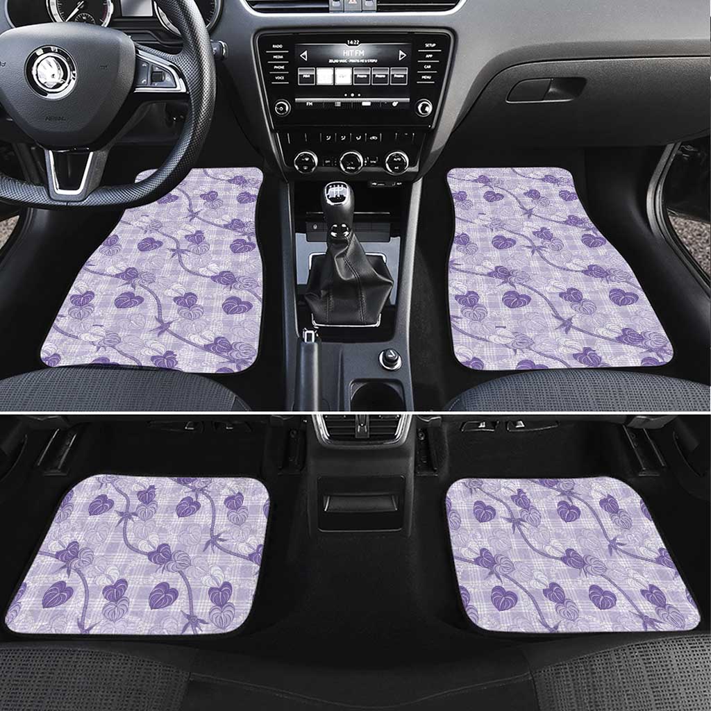Anthurium Pikake Ti Leaf Palaka Car Mats Purple Version LT01 Set 4pcs Purple - Polynesian Pride
