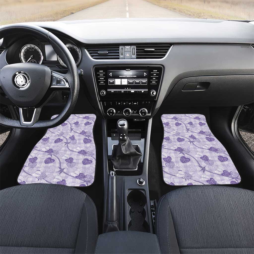 Anthurium Pikake Ti Leaf Palaka Car Mats Purple Version LT01 Set 2pcs - Front Purple - Polynesian Pride