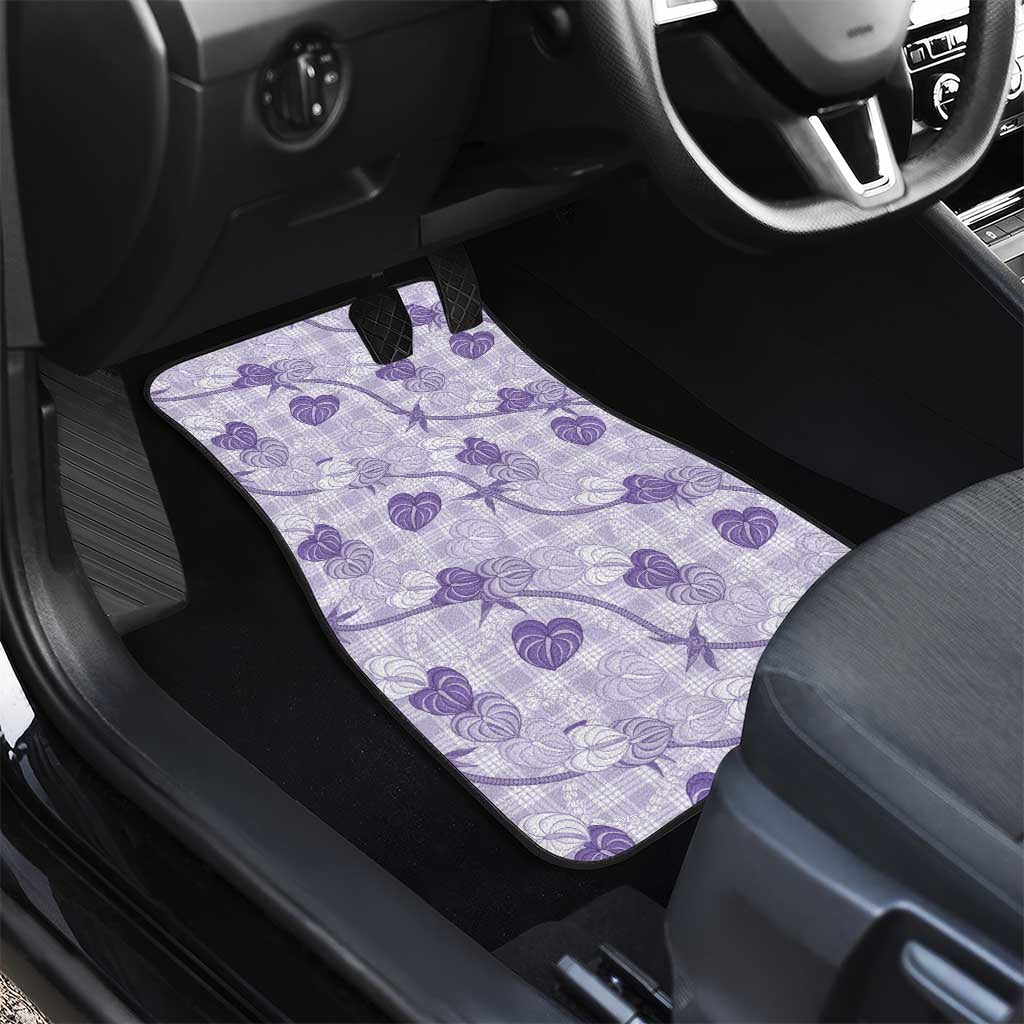 Anthurium Pikake Ti Leaf Palaka Car Mats Purple Version LT01 - Polynesian Pride