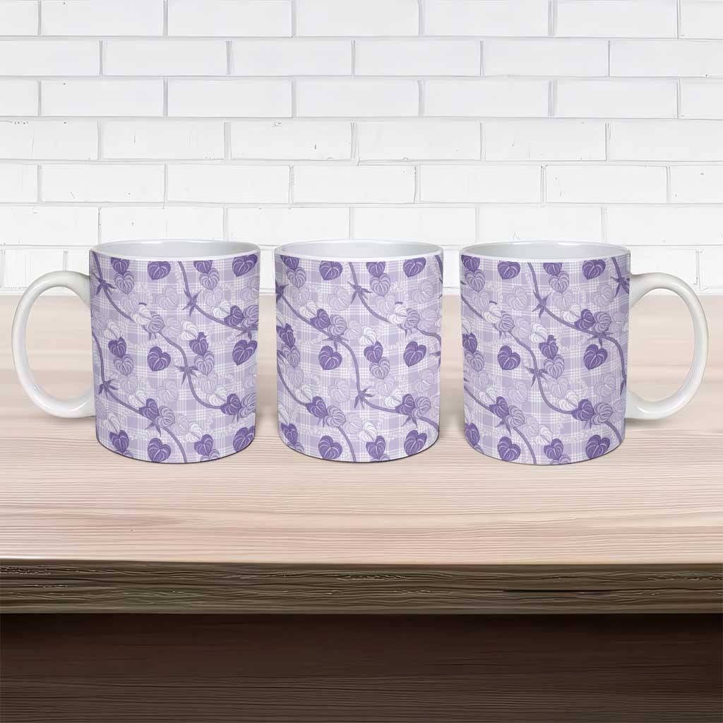 Anthurium Pikake Ti Leaf Palaka Ceramic Mug Purple Version LT01 - Polynesian Pride