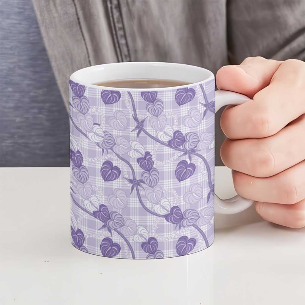 Anthurium Pikake Ti Leaf Palaka Ceramic Mug Purple Version LT01 - Polynesian Pride