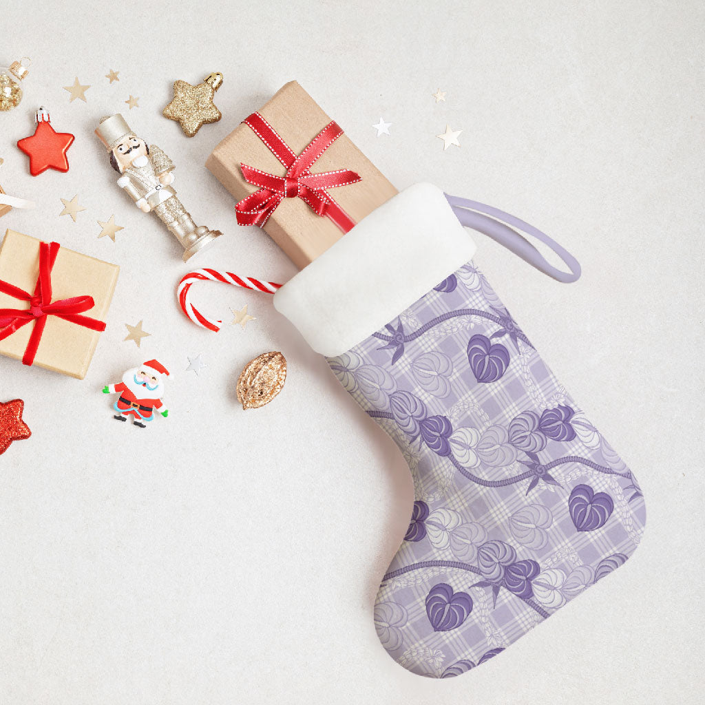 Anthurium Pikake Ti Leaf Palaka Christmas Stocking Purple Version LT01 - Polynesian Pride