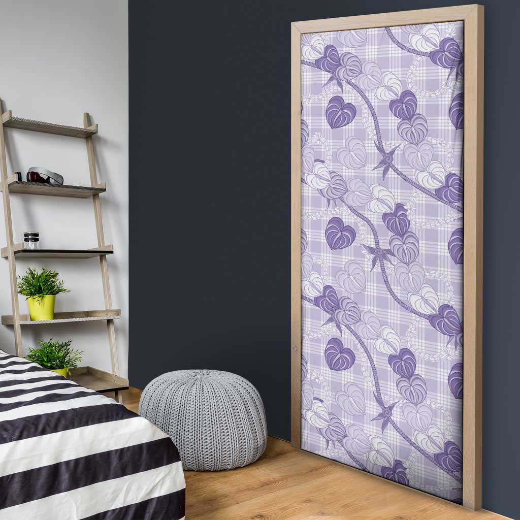 Anthurium Pikake Ti Leaf Palaka Door Cover Purple Version LT01 - Polynesian Pride
