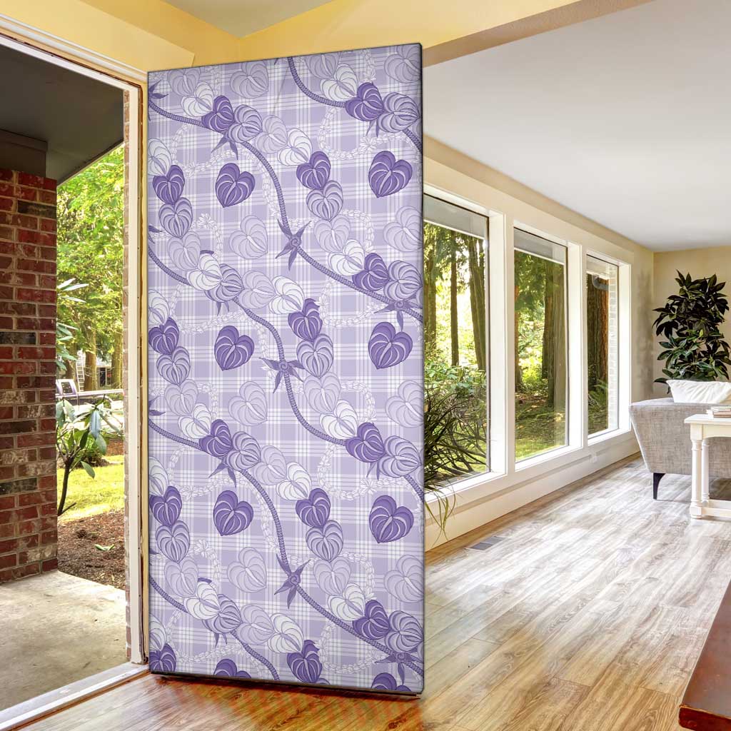Anthurium Pikake Ti Leaf Palaka Door Cover Purple Version LT01 - Polynesian Pride