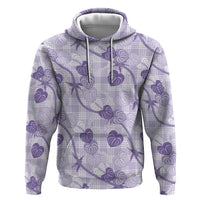 Anthurium Pikake Ti Leaf Palaka Hoodie Purple Version LT01 Pullover Hoodie Purple - Polynesian Pride