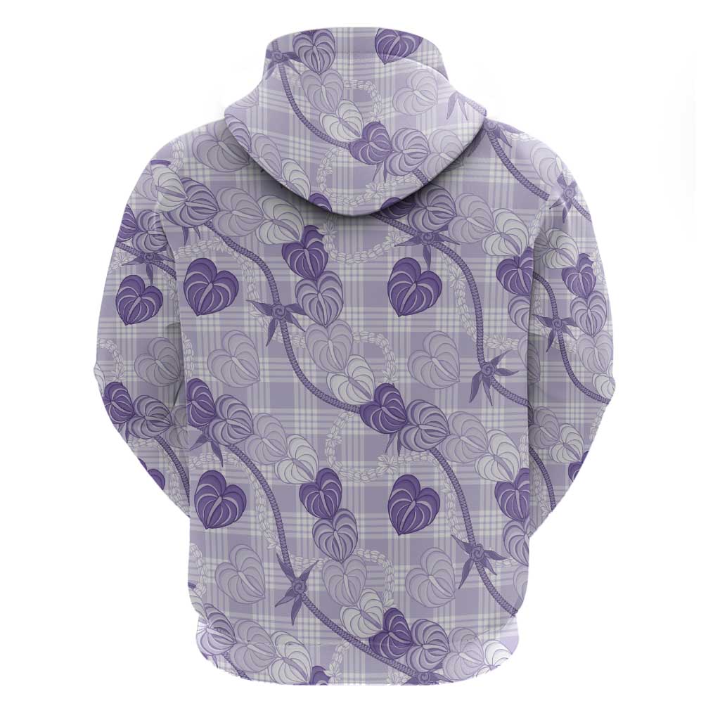 Anthurium Pikake Ti Leaf Palaka Hoodie Purple Version LT01 - Polynesian Pride