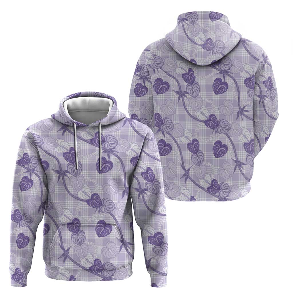 Anthurium Pikake Ti Leaf Palaka Hoodie Purple Version LT01 - Polynesian Pride