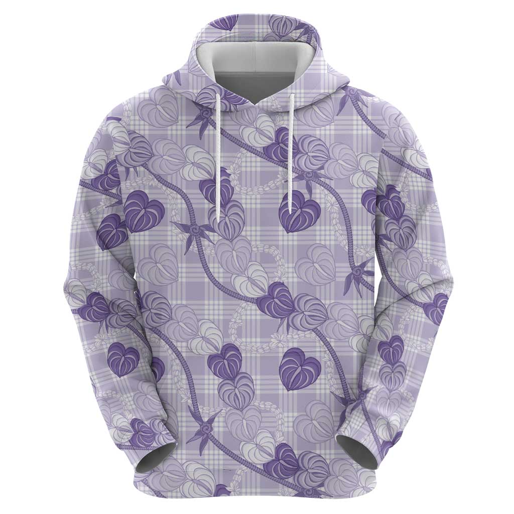 Anthurium Pikake Ti Leaf Palaka Hoodie Purple Version LT01 - Polynesian Pride