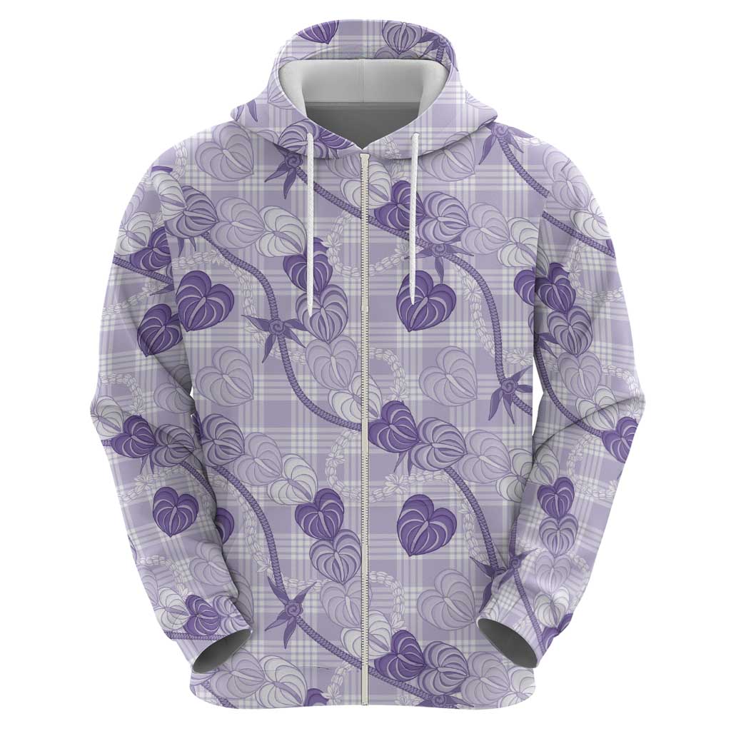 Anthurium Pikake Ti Leaf Palaka Hoodie Purple Version LT01 - Polynesian Pride