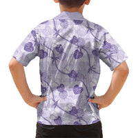 Anthurium Pikake Ti Leaf Palaka Kid Hawaiian Shirt Purple Version LT01 - Polynesian Pride