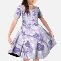 Anthurium Pikake Ti Leaf Palaka Kid Short Sleeve Dress Purple Version LT01 KID Purple - Polynesian Pride