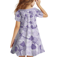 Anthurium Pikake Ti Leaf Palaka Kid Short Sleeve Dress Purple Version LT01 - Polynesian Pride