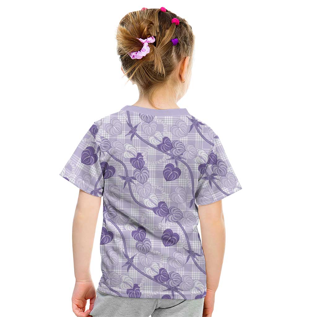 Anthurium Pikake Ti Leaf Palaka Kid T Shirt Purple Version LT01 - Polynesian Pride