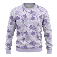 Anthurium Pikake Ti Leaf Palaka Ugly Christmas Sweater Purple Version LT01 - Polynesian Pride