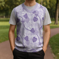 Anthurium Pikake Ti Leaf Palaka Christmas Knitted V-Neck Vest Purple Version LT01 - Polynesian Pride