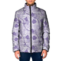 Anthurium Pikake Ti Leaf Palaka Padded Jacket Purple Version LT01 Men Purple - Polynesian Pride