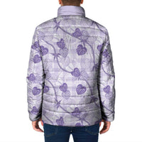 Anthurium Pikake Ti Leaf Palaka Padded Jacket Purple Version LT01 - Polynesian Pride