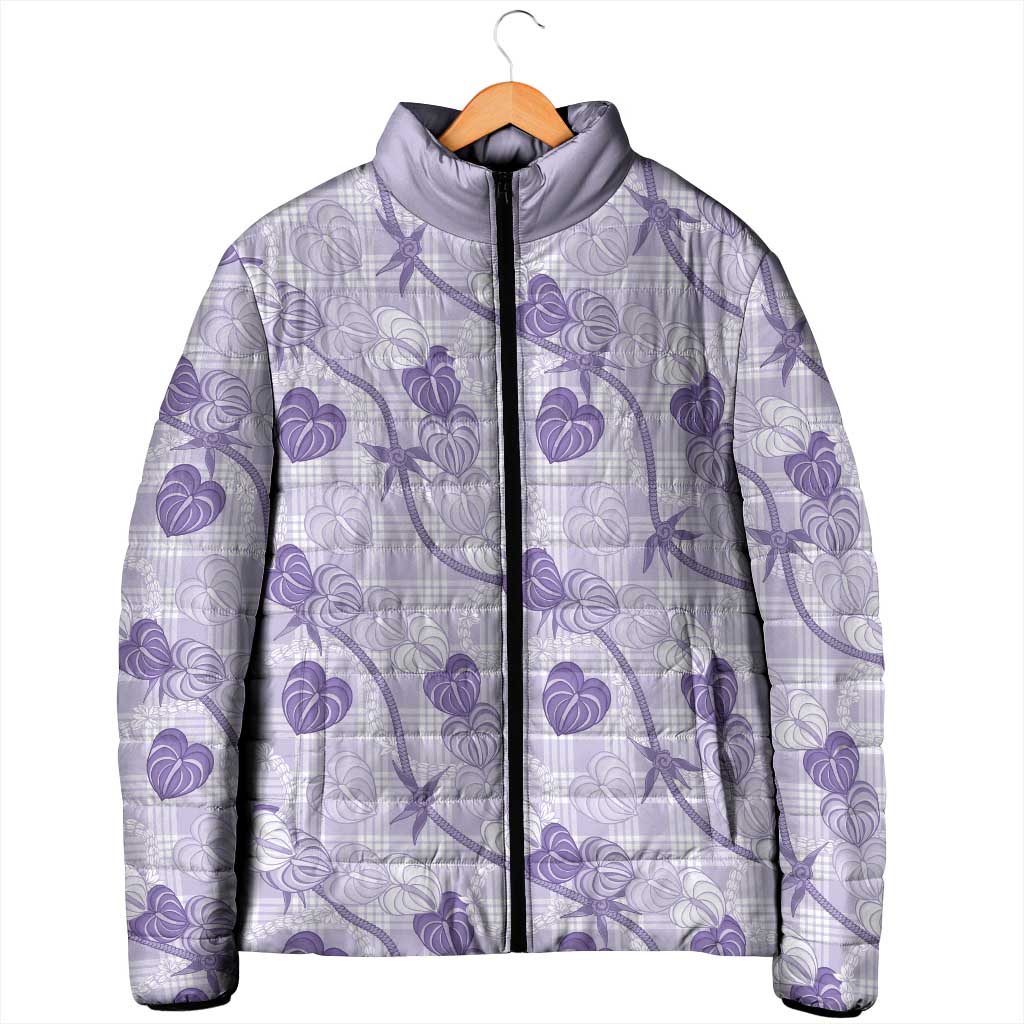 Anthurium Pikake Ti Leaf Palaka Padded Jacket Purple Version LT01 - Polynesian Pride