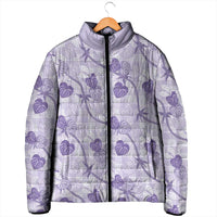 Anthurium Pikake Ti Leaf Palaka Padded Jacket Purple Version LT01 - Polynesian Pride