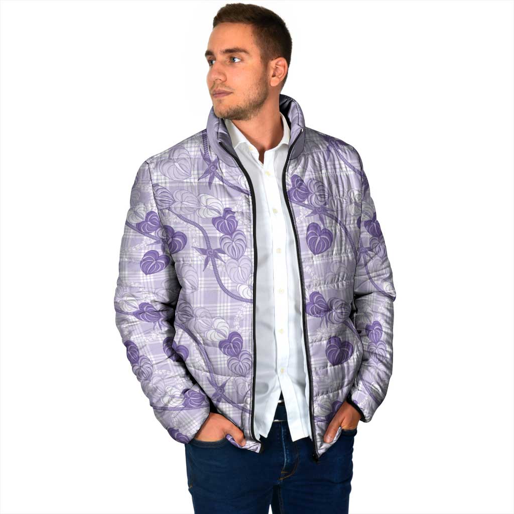 Anthurium Pikake Ti Leaf Palaka Padded Jacket Purple Version LT01 - Polynesian Pride