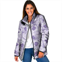 Anthurium Pikake Ti Leaf Palaka Padded Jacket Purple Version LT01 Women Purple - Polynesian Pride