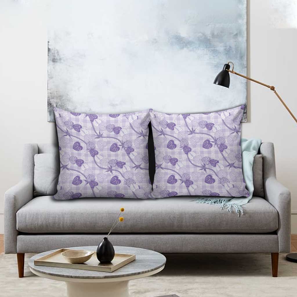 Anthurium Pikake Ti Leaf Palaka Pillow Cover Purple Version LT01 - Polynesian Pride