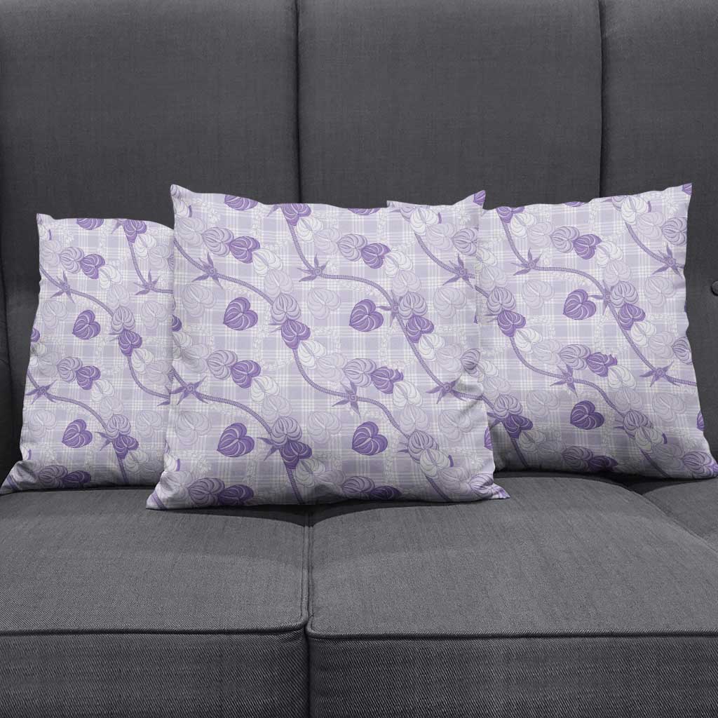 Anthurium Pikake Ti Leaf Palaka Pillow Cover Purple Version LT01 - Polynesian Pride