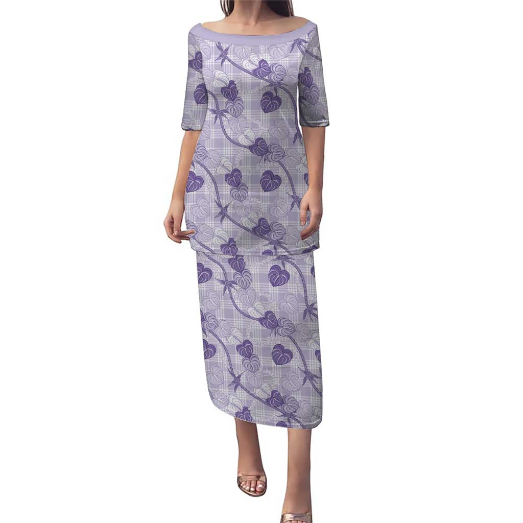 Anthurium Pikake Ti Leaf Palaka Puletasi Purple Version LT01 Long Dress Purple - Polynesian Pride