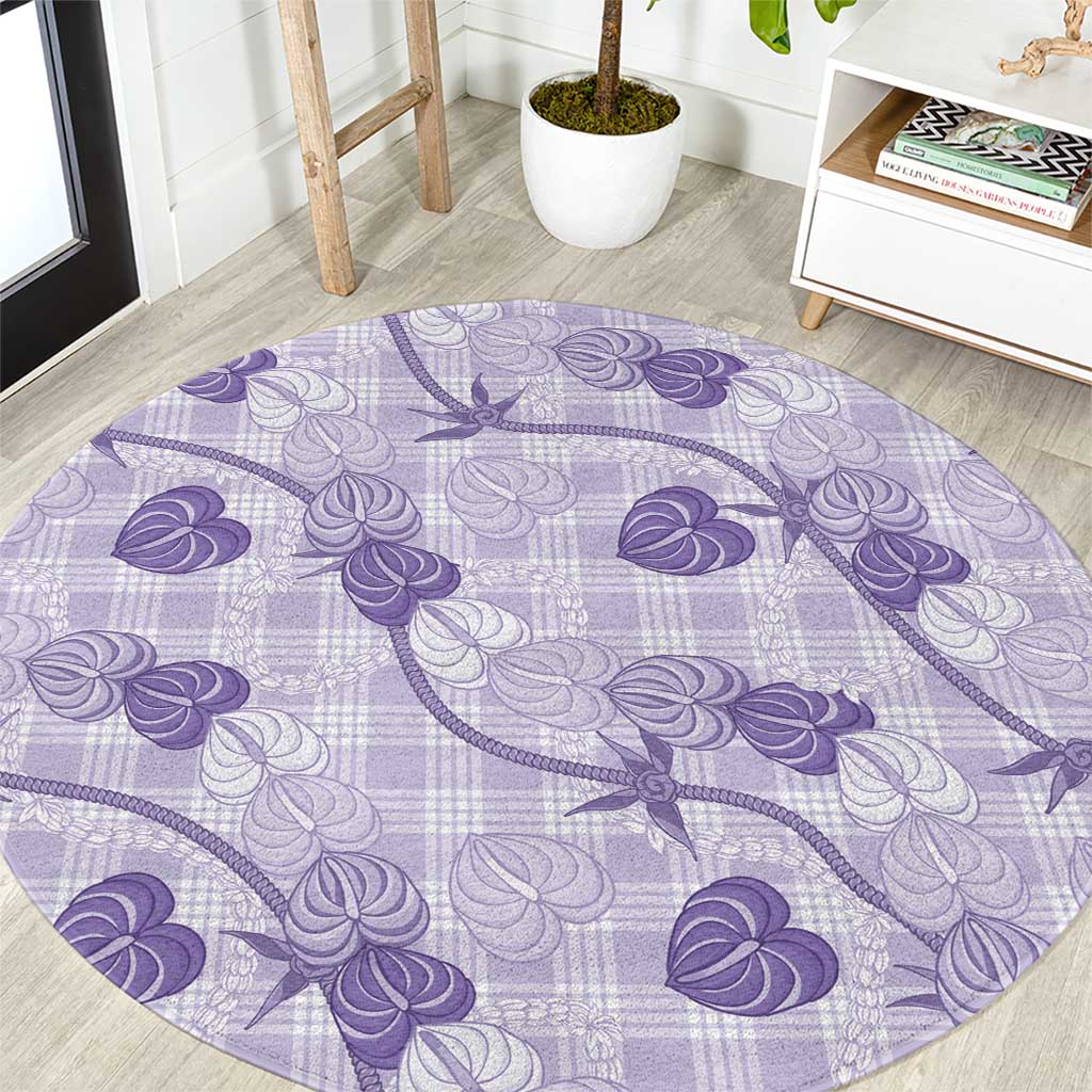 Anthurium Pikake Ti Leaf Palaka Round Carpet Purple Version LT01 Purple - Polynesian Pride