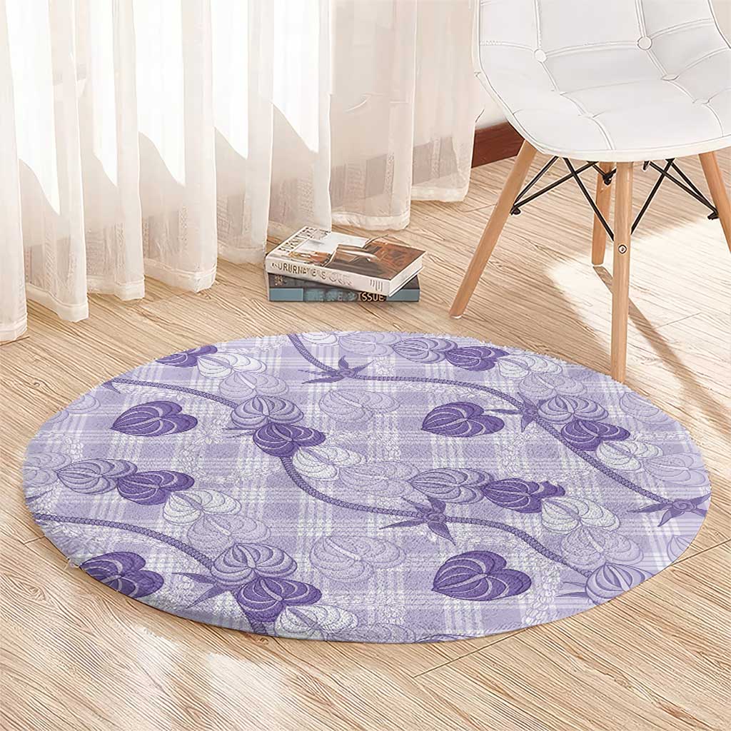 Anthurium Pikake Ti Leaf Palaka Round Carpet Purple Version LT01 - Polynesian Pride