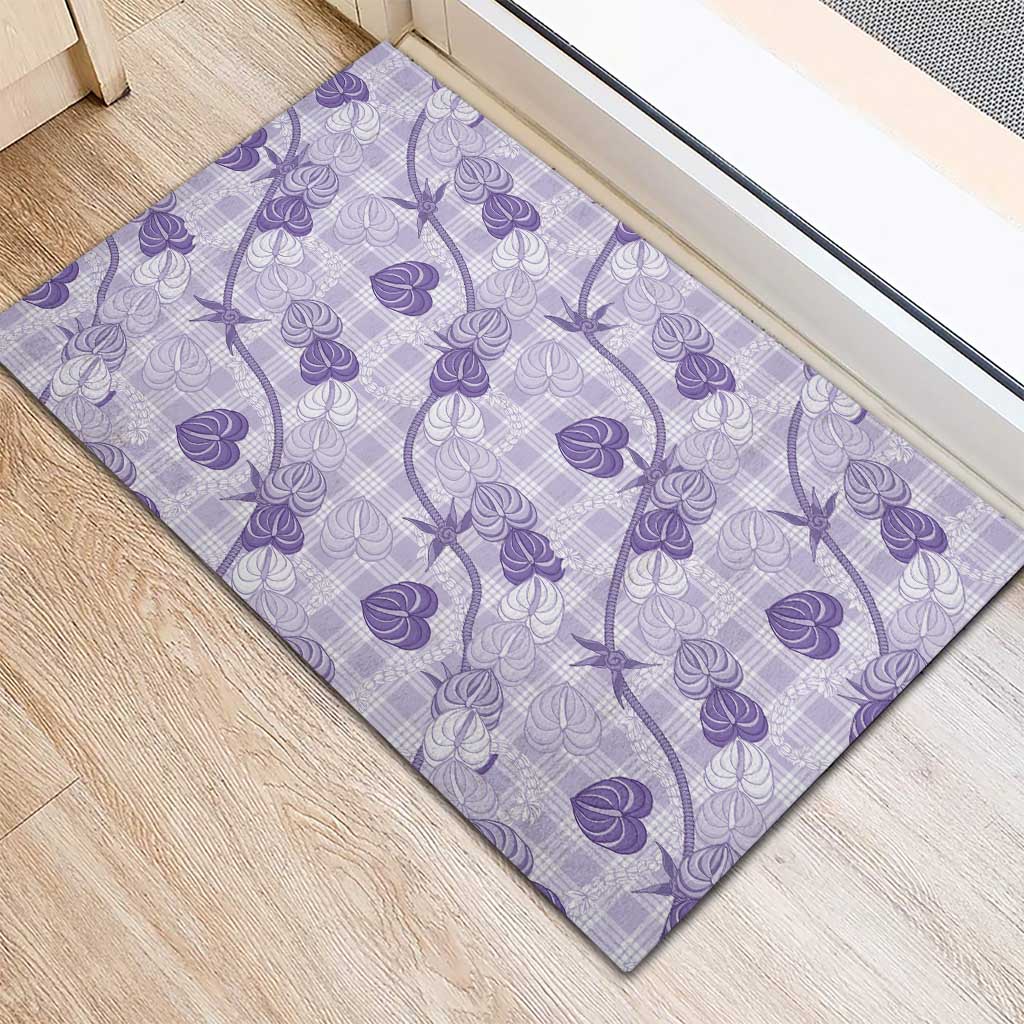 Anthurium Pikake Ti Leaf Palaka Rubber Doormat Purple Version LT01 - Polynesian Pride