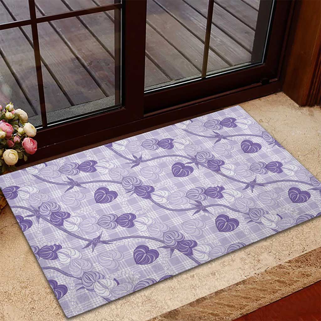 Anthurium Pikake Ti Leaf Palaka Rubber Doormat Purple Version LT01 - Polynesian Pride