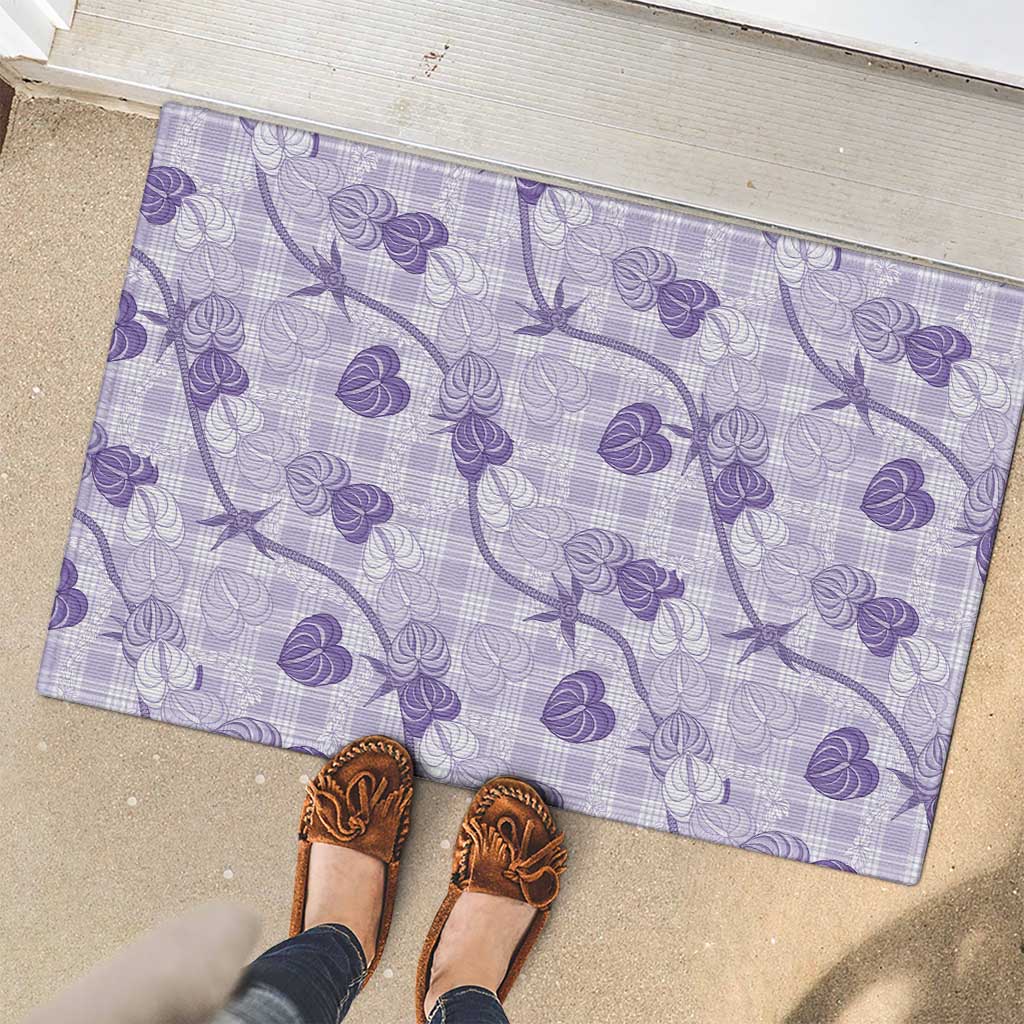Anthurium Pikake Ti Leaf Palaka Rubber Doormat Purple Version LT01 - Polynesian Pride