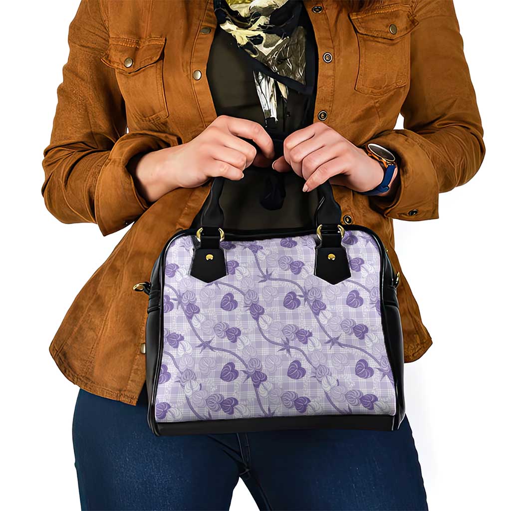 Anthurium Pikake Ti Leaf Palaka Shoulder Handbag Purple Version LT01 - Polynesian Pride