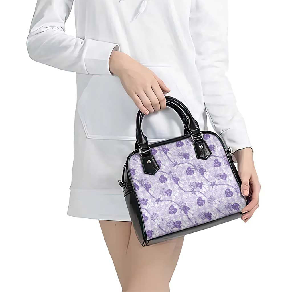 Anthurium Pikake Ti Leaf Palaka Shoulder Handbag Purple Version LT01 - Polynesian Pride