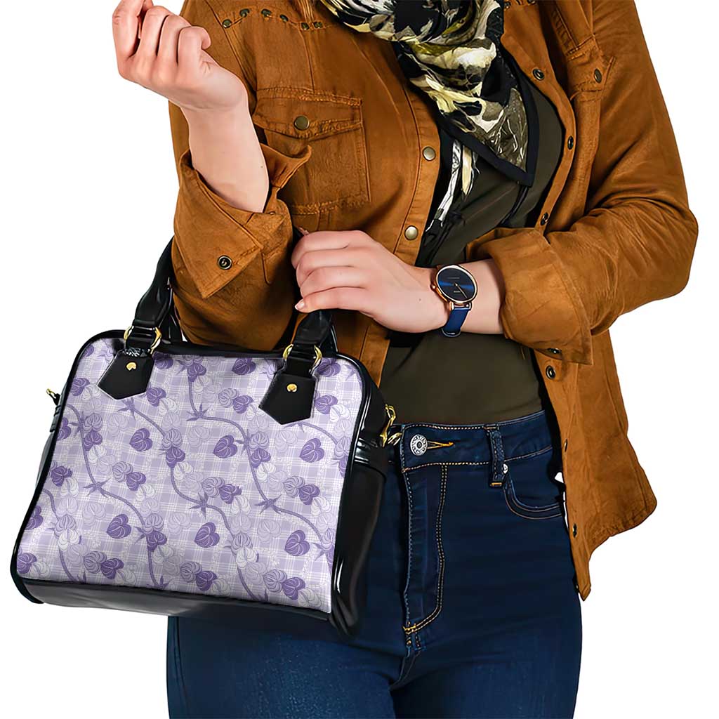 Anthurium Pikake Ti Leaf Palaka Shoulder Handbag Purple Version LT01 - Polynesian Pride