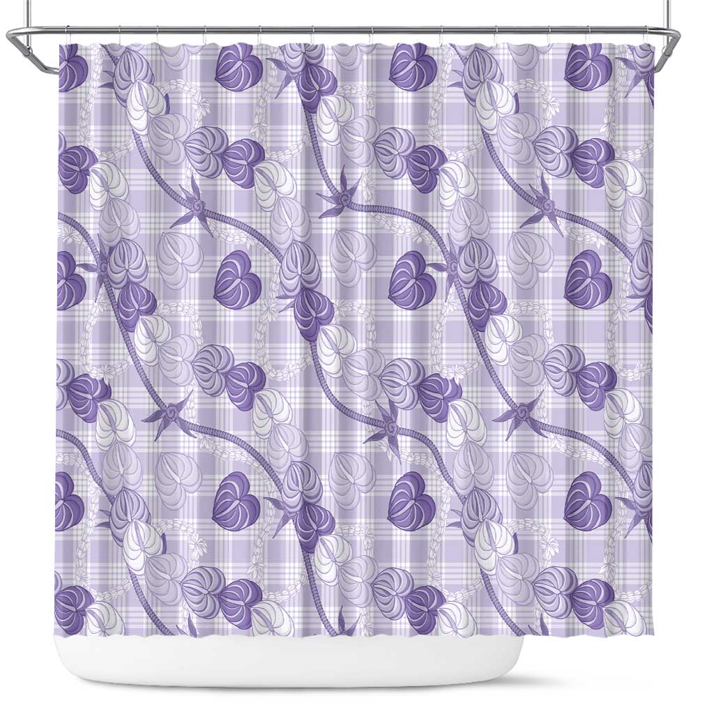 Anthurium Pikake Ti Leaf Palaka Shower Curtain Purple Version LT01 Purple - Polynesian Pride