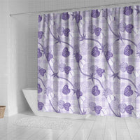 Anthurium Pikake Ti Leaf Palaka Shower Curtain Purple Version LT01 - Polynesian Pride