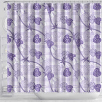 Anthurium Pikake Ti Leaf Palaka Shower Curtain Purple Version LT01 - Polynesian Pride
