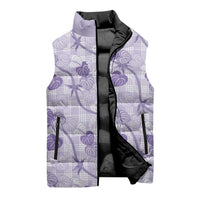 Anthurium Pikake Ti Leaf Palaka Sleeveless Puffer Jacket Purple Version LT01 - Polynesian Pride
