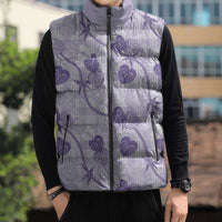 Anthurium Pikake Ti Leaf Palaka Sleeveless Puffer Jacket Purple Version LT01 - Polynesian Pride