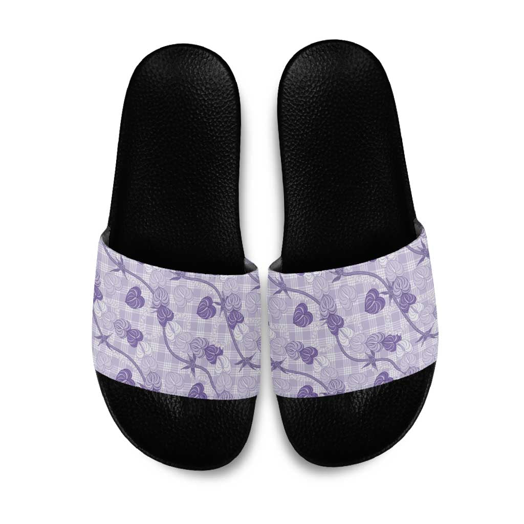 Anthurium Pikake Ti Leaf Palaka Slide Sandals Purple Version LT01 Purple - Polynesian Pride