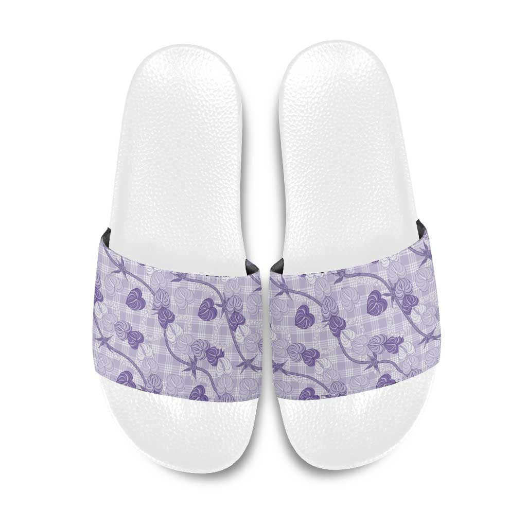 Anthurium Pikake Ti Leaf Palaka Slide Sandals Purple Version LT01 Purple - Polynesian Pride