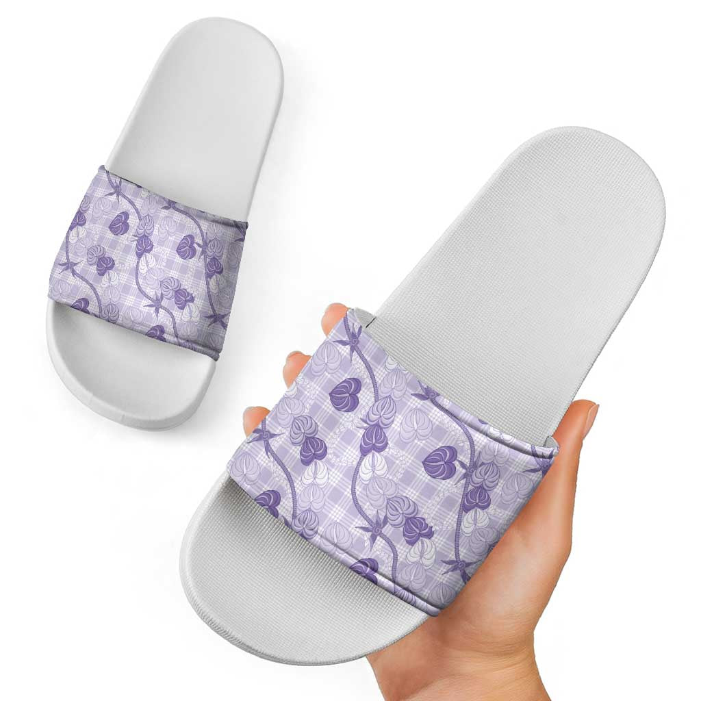 Anthurium Pikake Ti Leaf Palaka Slide Sandals Purple Version LT01 - Polynesian Pride