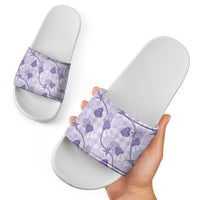Anthurium Pikake Ti Leaf Palaka Slide Sandals Purple Version LT01 - Polynesian Pride